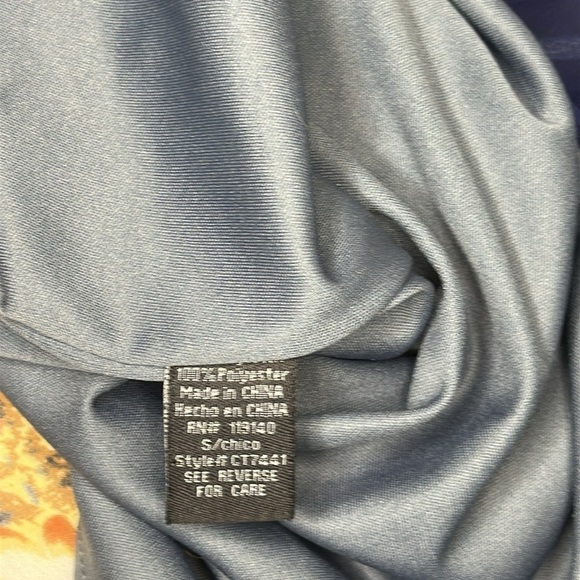 Double Zero Blue and Gold Plunge Neck Sundress Small - Picture 8 of 10